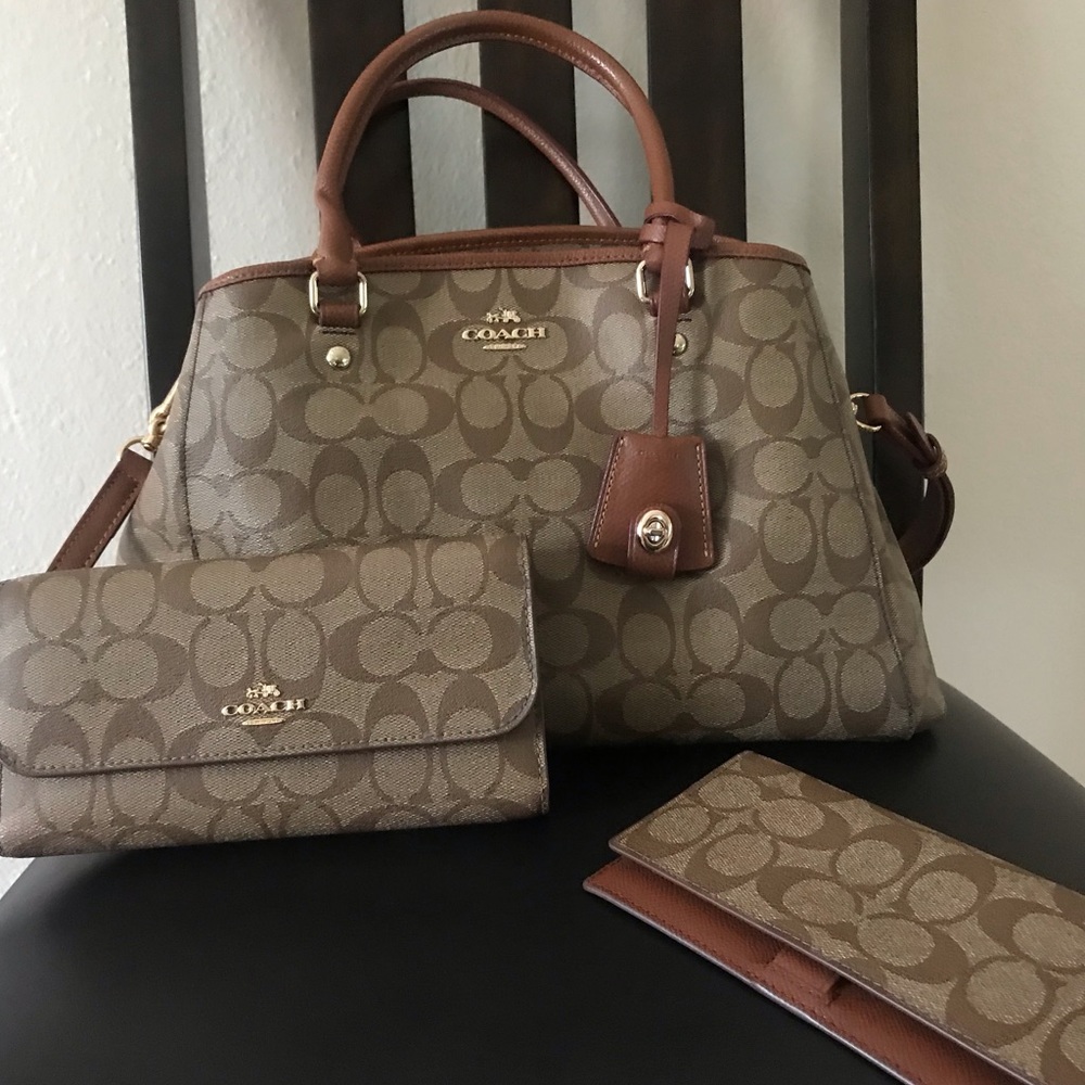 Authentic Coach leather bag, wallet,& card holder